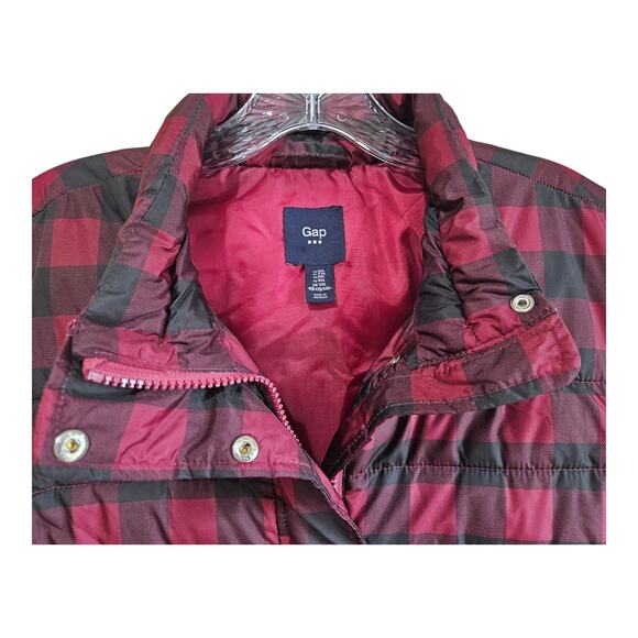 GAP Women's XXL 2X Puffer Vest Buffalo Check Red Black Snaps Gorpcore 48" AS IS - Picture 4 of 8